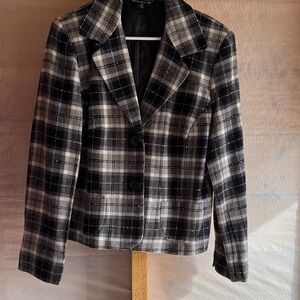 Briggs New York Black and White Plaid Blazer